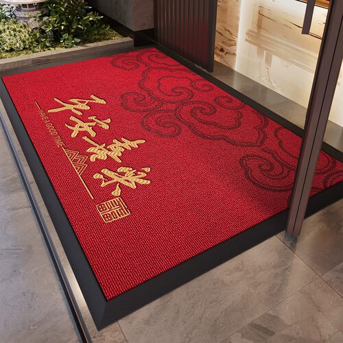 红色入户门地垫玄关进门防滑脚垫中式轻奢高端耐脏除尘易打理地毯