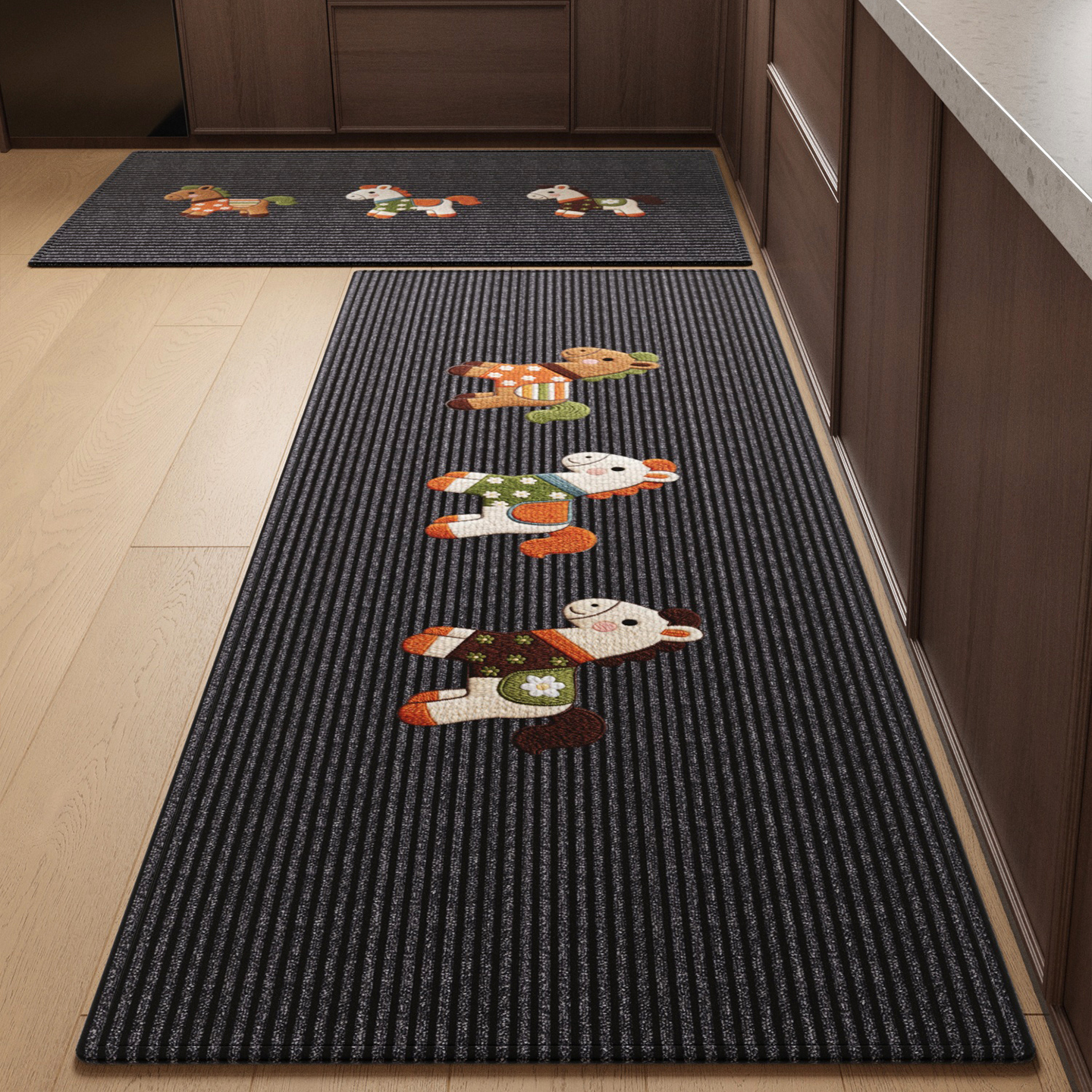 厨房专用地垫仿编织亚麻家用免洗