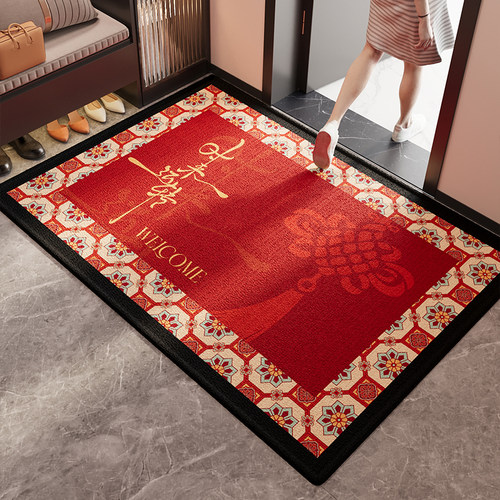 红色入户门地垫耐脏免洗大门口进门地毯蛇年喜庆玄关防滑定制脚垫