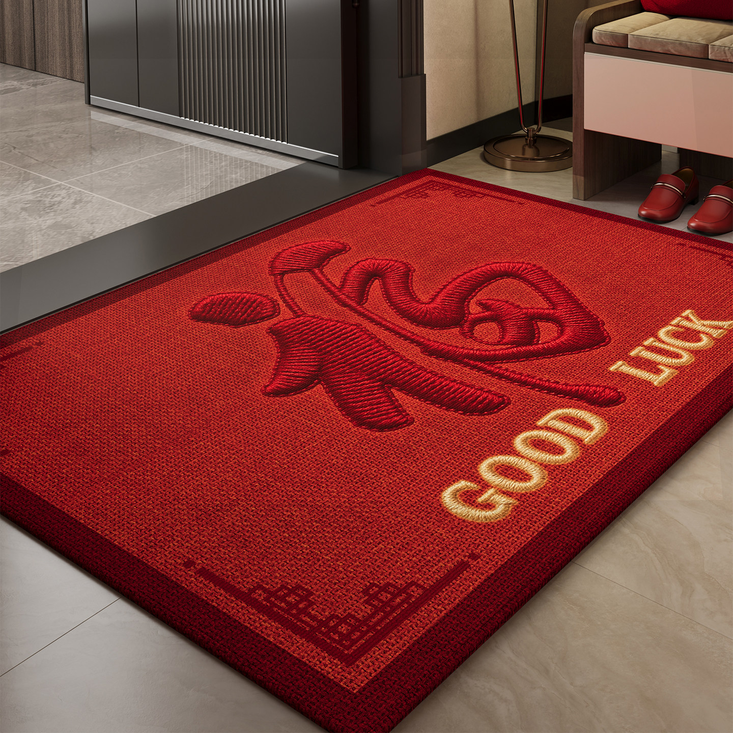 2026新款新中式入户门地垫红色新年玄关进门脚垫喜庆防滑室内地毯,居家布艺,入户地垫,淘宝优惠券,粉丝福利购,淘宝优惠卷