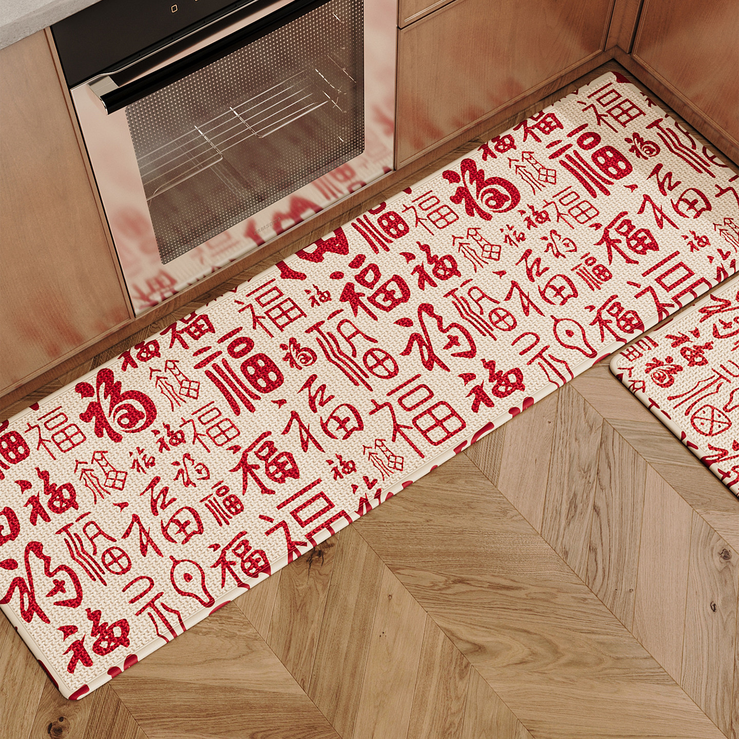 吸水速干擦脚垫厨房专用地垫仿编织亚麻家用红色喜庆耐脏耐脏地毯,居家布艺,入户地垫,淘宝优惠券,粉丝福利购,淘宝优惠卷