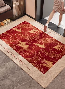 红色入户门垫玄关大门口耐脏除尘耐磨地毯防滑地垫喜庆进门脚垫子