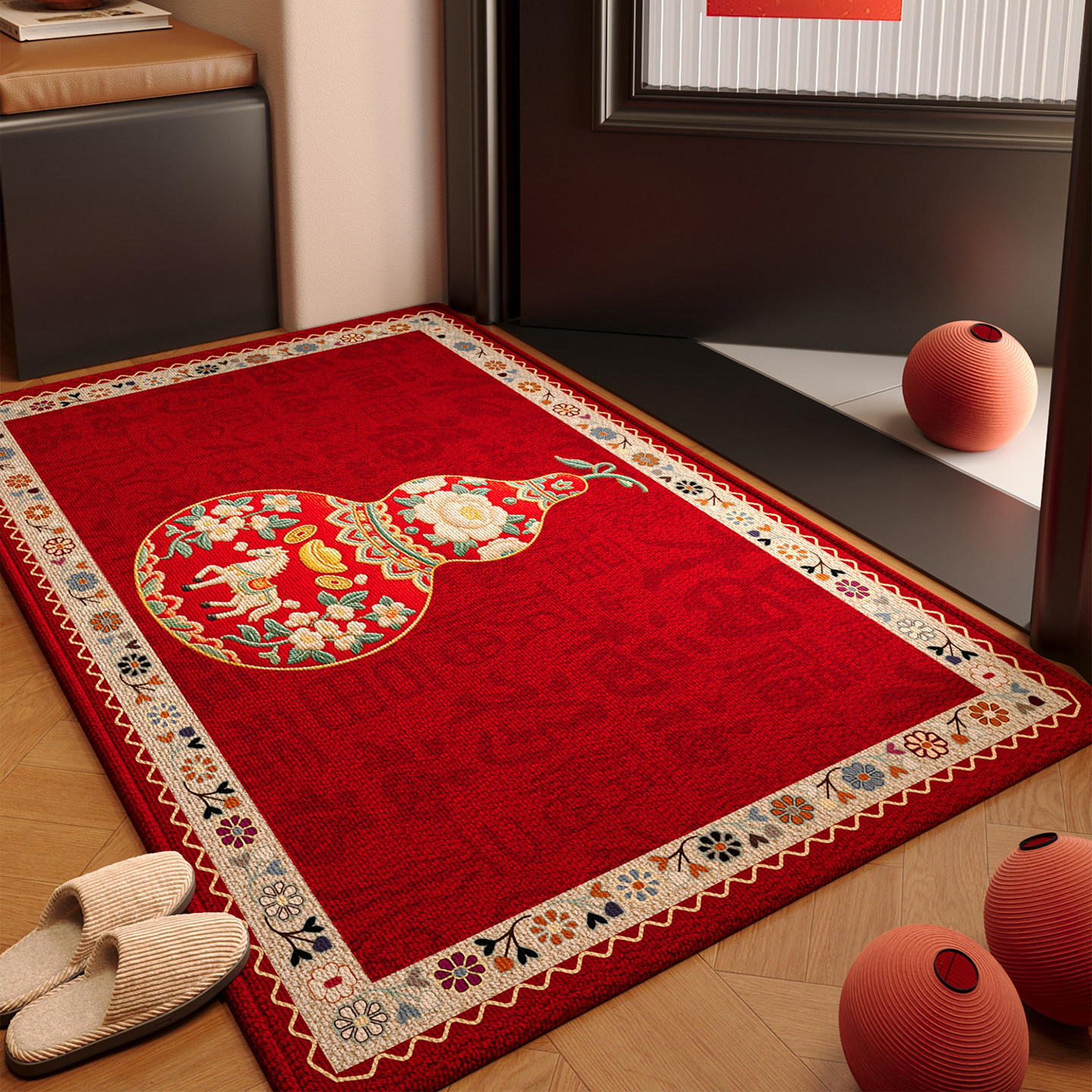 2026新款入户门地垫玄关进门脚垫红色新年喜庆防滑室内地毯可定制,居家布艺,入户地垫,淘宝优惠券,粉丝福利购,淘宝优惠卷
