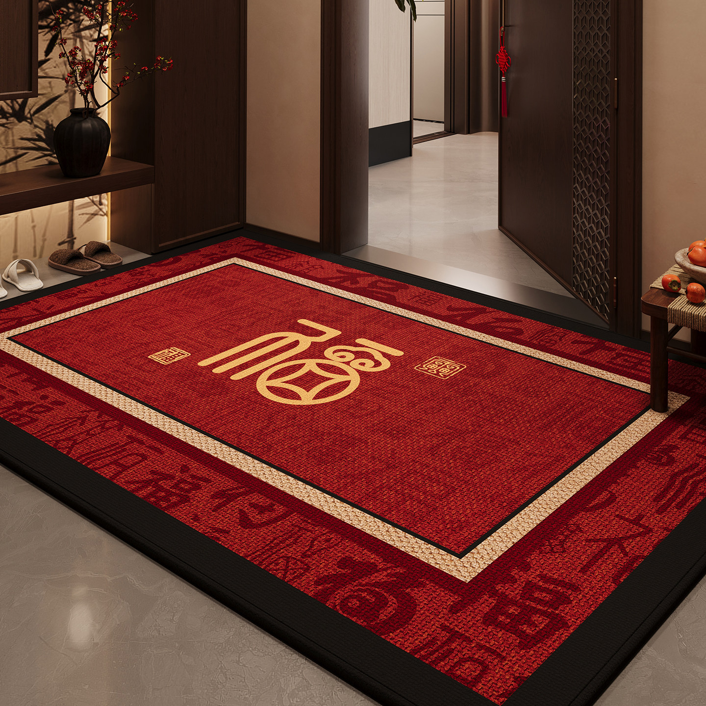 红色2025新款入户门地垫玄关