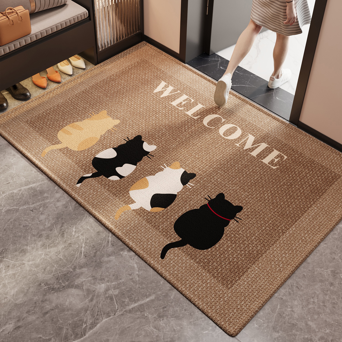 2025新款入户门地垫卡通玄关大门口进门脚垫防滑除尘耐磨耐脏地毯