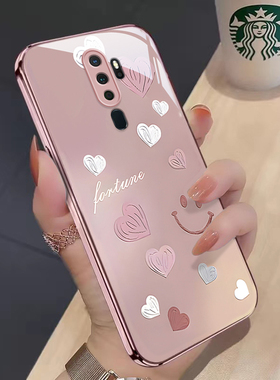 适用于OPPOA11新款手机壳网红简约渐变爱心OPPOA11X金属漆玻璃保护套全包边防摔壳时尚潮流女
