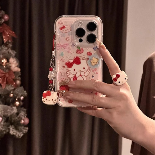 适用苹果系列手机壳涂鸦KT猫仙女