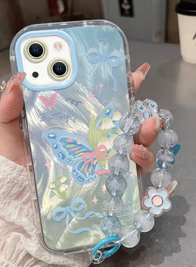 适用苹果16手机壳iPhone15Promax羽纱IP14泡芙壳13晕染12蝴蝶mini创意11防摔Xs保护套8plus潮牌6s二代SE3挂绳