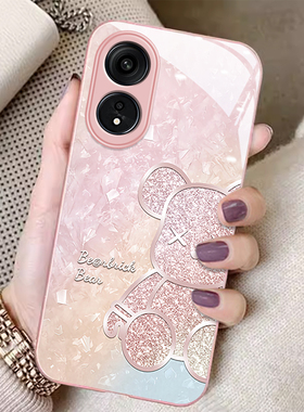 适用OPPOA1Pro手机壳A2m新款A98奢华玻璃A97全包a93s炫彩钻石小熊a58x个性女a36防摔保护套A11时尚潮流高级感