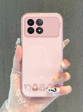 适用于小米红米K70创意手机壳时尚卡通简约可爱卖萌兔子RedmiK70Pro全包防摔保护套K70e金属漆玻璃软壳