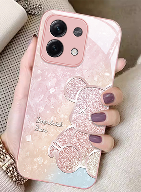 适用红米Note13手机壳新款12 turbo奢华玻璃12TPro全包钻石炫彩小熊11SE个性女防摔10Pro保护套卡通9高级感14