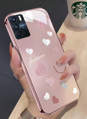 适用于OPPOK9Pro新款手机壳时尚简约渐变爱心OPPOPEYM00创意金属漆玻璃保护套全包防摔软壳