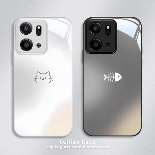 适用荣耀Play系列手机壳猫咪鱼骨