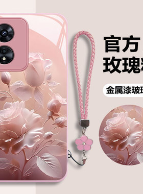 适用OPPOA97小清新手机壳98时尚A92s新款A9x金属漆A72玻璃A58x保护套A57 5G全包A2Pro防摔A1x梦幻A2m绽放玫瑰