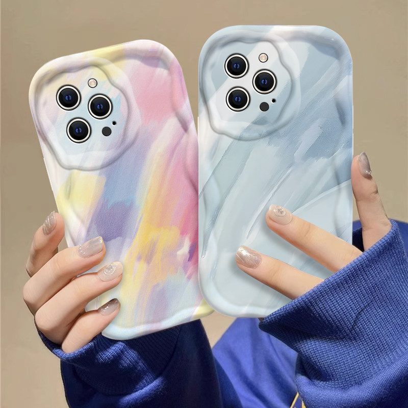 适用苹果15手机壳iPhone14新款13全包12Pro简约11水彩晕染xsmax情侣8plus防摔6s时尚7潮流SE23保护套个性网红