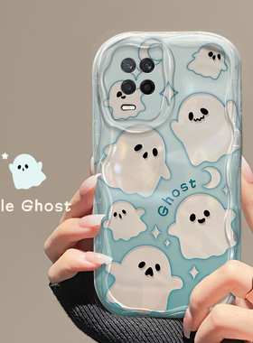 适用于OPPOK9x小幽灵手机壳网红潮流超萌卡通可爱女OPPOPGCM10时尚创意波浪边硅胶保护套镜头全包防摔软壳