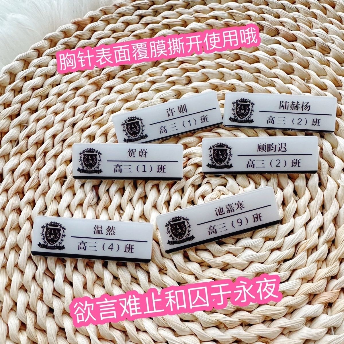 欲言难止陆赫扬小说同人周边胸牌名札徽章挂件勋章校徽别针胸针