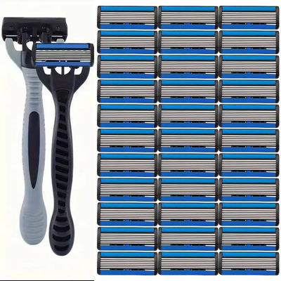 6-Layer Razor For Men手动刮胡刀六层刀片男士剃须刮毛刀头刮脸