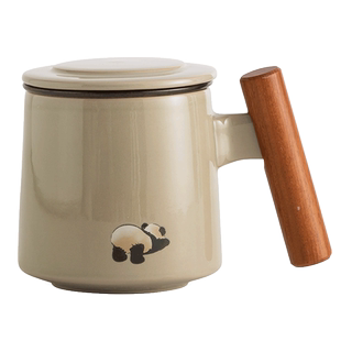 陶瓷水杯学生杯茶杯男友礼物带过滤个人杯熊猫早餐杯礼盒好友送礼