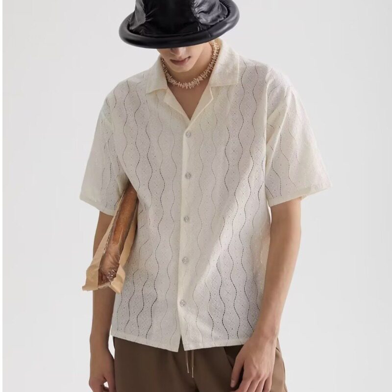 【特价·冲量】古巴领设计感小众vintage短袖花衬衫男情侣古着复