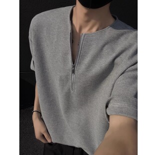 t恤男短袖 华夫格半拉链短袖 Cleanfit·猛男·美式 夏季 冲量3天