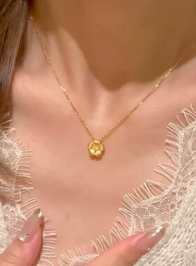 【新品冲量·特价】新中式中古风18K金小花朵吊坠项链轻奢小众高