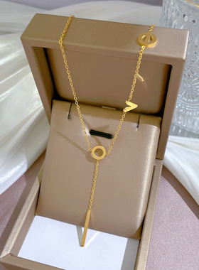 【通体钛钢】LOVE极简风情侣炉内真金项链女ins网红锁骨链配饰品