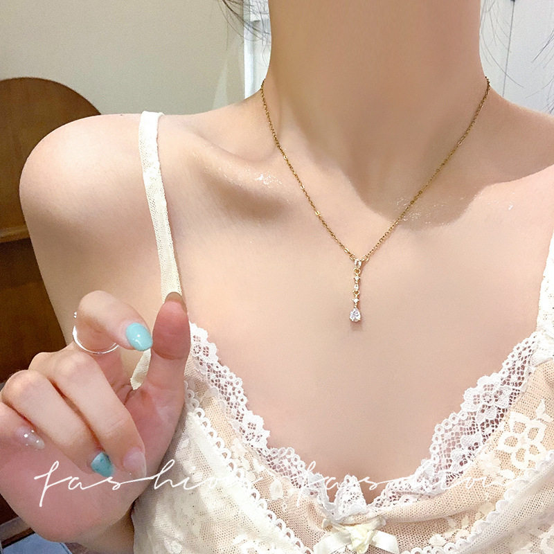 【限时特价】ins气质Y字水滴钻项链女轻奢显瘦颈链网红同款百搭饰