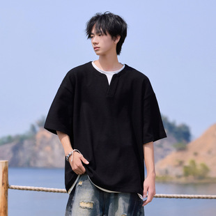 t恤男夏季 少年感慵懒风短袖 Cleanfit·硬汉美式 假两件 冲量3天