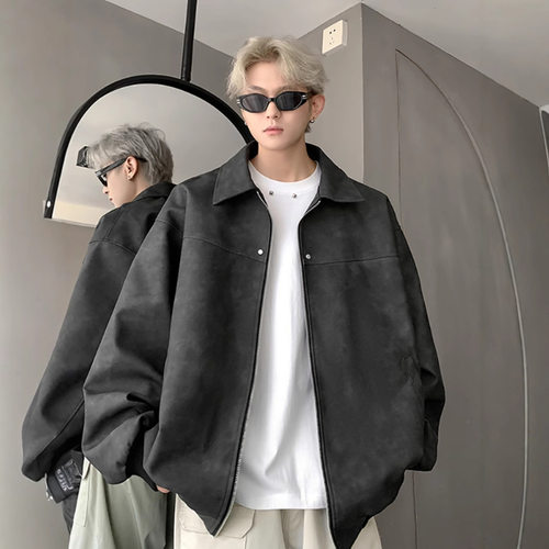 【帅炸了~】美式复古皮衣外套男2024春秋季新款简约潮流痞帅百搭