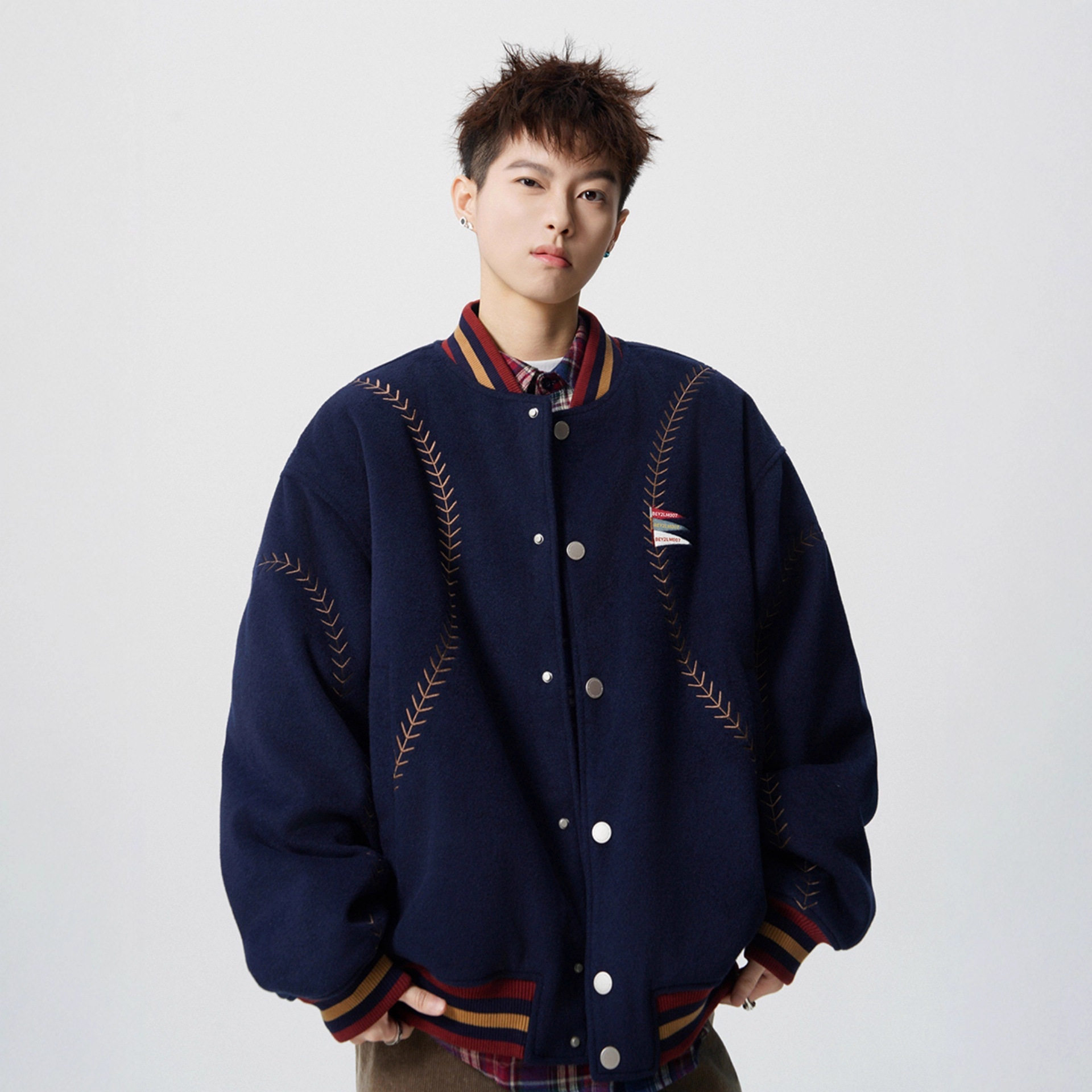 【帅炸了~】美式复古运动夹棉棒球服男生秋冬加厚外套棉服棉衣毛