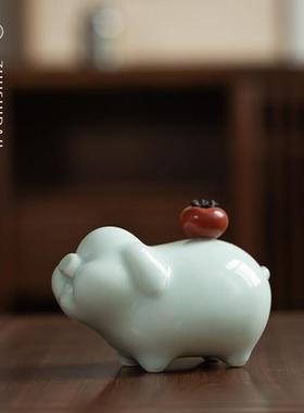 景德镇陶瓷招财猪摆件诸事大吉可爱家居装饰品办公室乔迁新居礼品