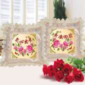 汽车抱枕i. 方枕客厅沙发靠垫放车里 2022新款 十字绣抱枕一对欧式