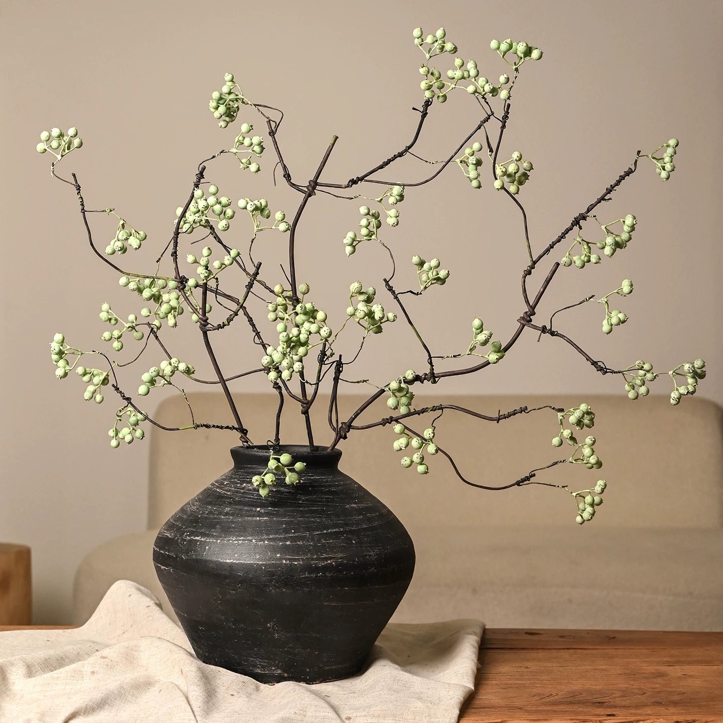长条仿真花枝马桑果干花植物浆果绿植ins风客厅摆件餐桌高级装饰
