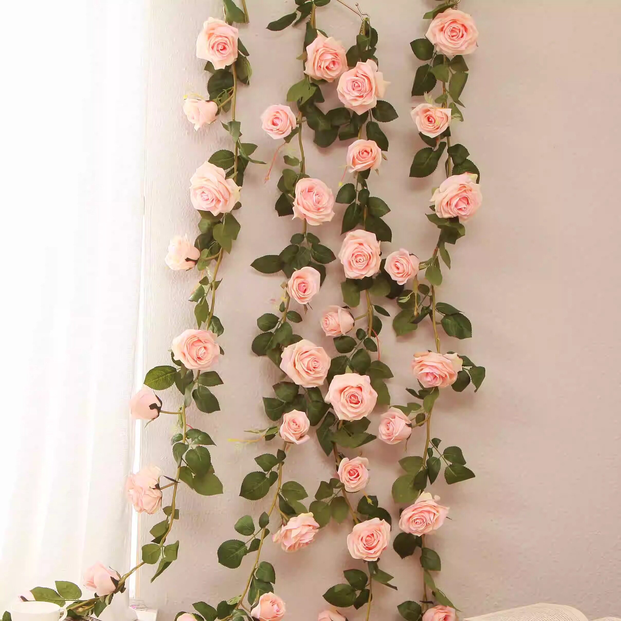 仿真假花藤条客厅拱门管道装饰空调藤蔓装饰塑料暖气管道墙面装饰