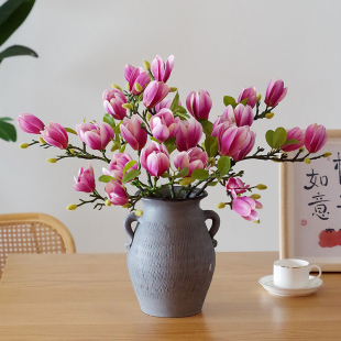 室内玉兰花仿真花客厅摆件绿植餐桌茶几摆花花束假花花瓶轻奢摆设