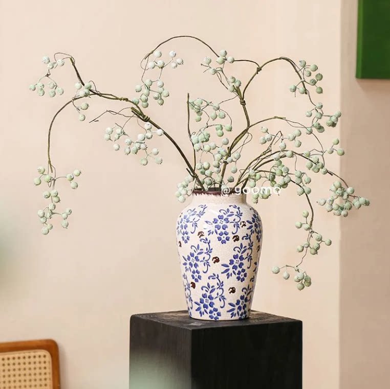 发财果仿真果子绿色马桑果树枝高级仿真花摆件仿真绿植叶超装饰花