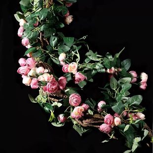 水管遮挡装饰花藤仿真玫瑰假花藤蔓空调管子装饰阳台护栏水管遮挡