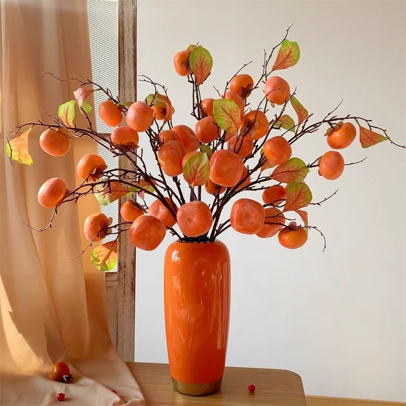 红果发财果石榴仿真花新年年宵花装饰摆件冬青红浆果客厅假花摆设