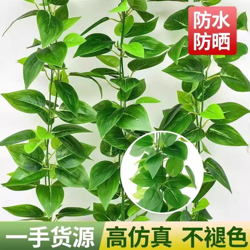 墙面挂饰仿真绿植物藤条绿叶吊顶装饰假花藤蔓阳台遮挡塑料葡萄叶