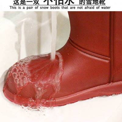新款一体加绒雨靴洗车工作保暖雨鞋女冬季加厚泡沫棉水靴雪地靴中
