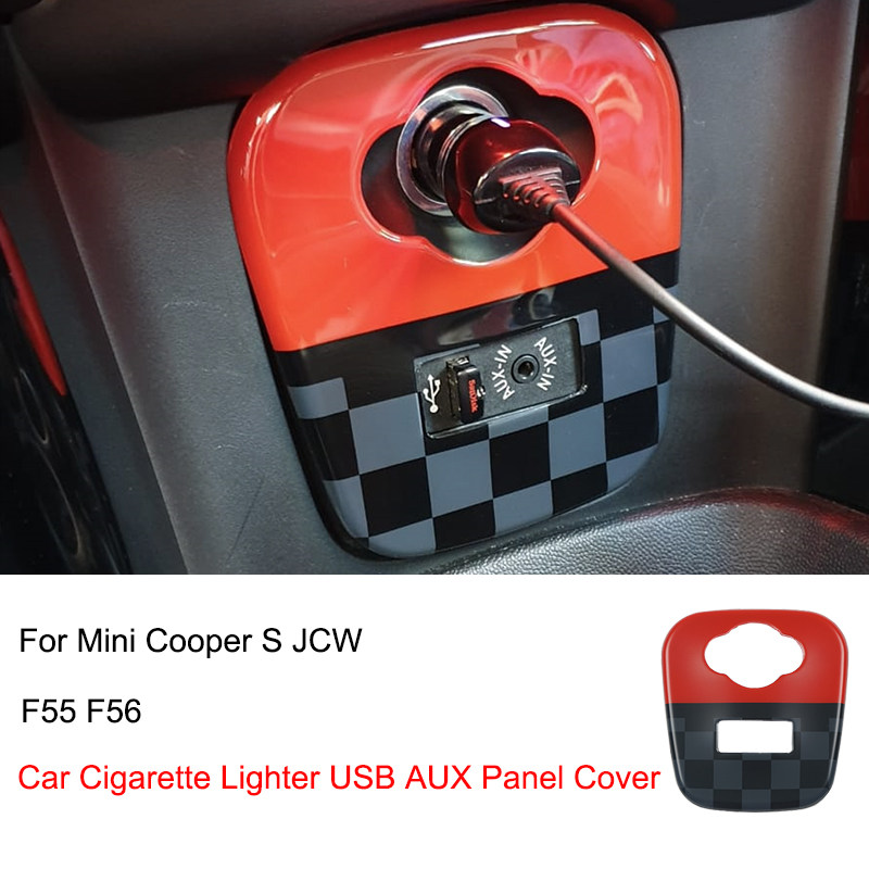 适用于宝马mini cooper F55F56F60点烟器USB面板装饰贴改装贴壳