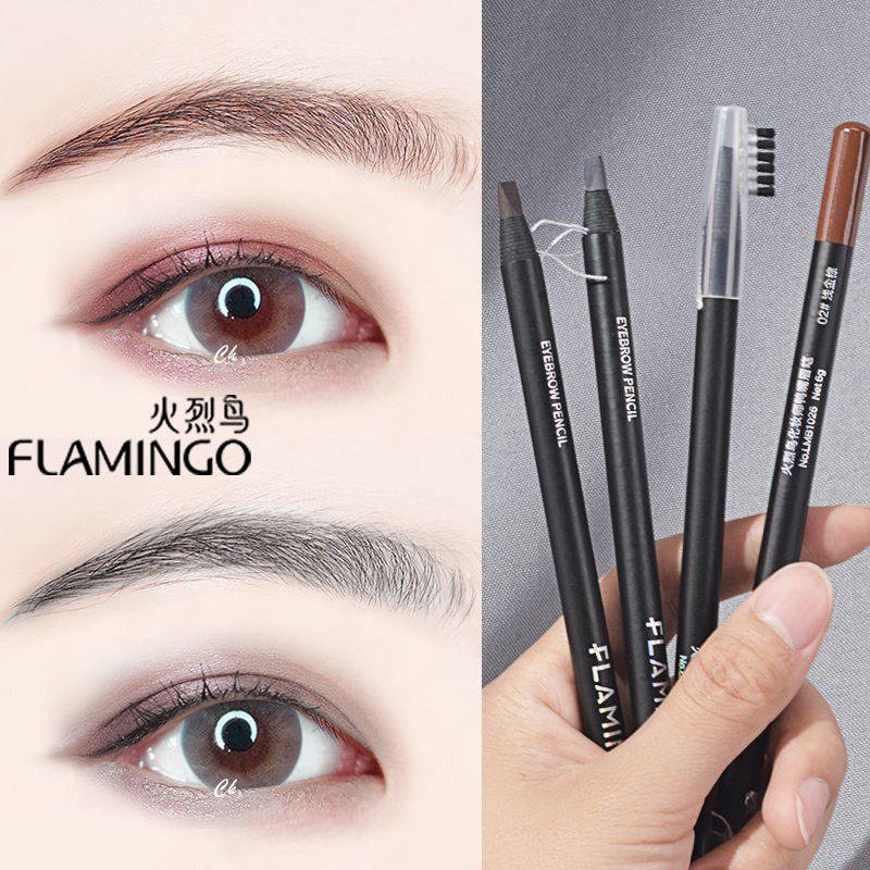 火烈鸟拉线眉笔不晕染脱色防水防汗刀削式化妆师砍刀鸭嘴眉笔持久