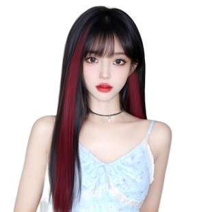 挑染假发片女彩色头发多巴胺挂耳染红色发条一片式隐形无痕接发片