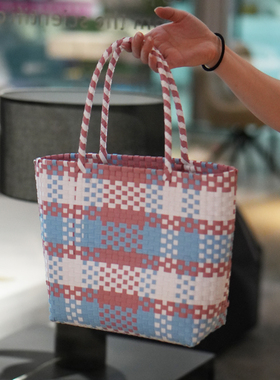 coko新款编织菜篮子包手提包渐变色沙滩包购物包编织包伴手礼包