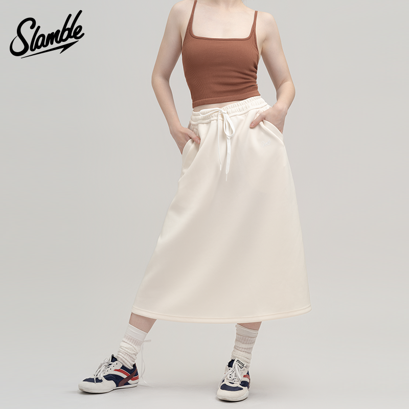SLAMBLE女子运动半身裙高腰显瘦A字裙中长款休闲卫裙夏季百搭,运动服/休闲服装,运动半身裙,淘宝优惠券,粉丝福利购,淘宝优惠卷