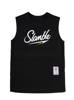 SLAMBLE无袖运动t恤宽肩坎肩休闲透气弹力宽松吸湿排汗男篮球背心