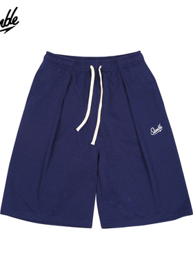 SLAMBLE美式休闲毛圈七分裤男女健身宽松休闲吸汗过膝字母夏季潮