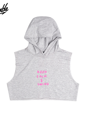 SLAMBLE女子运动连帽坎肩背心健身拳击辣妹短款上衣无袖