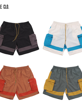 SLAMBLE CLO.新款拼色工装短裤男运动速干透气潮流百搭五分裤宽松